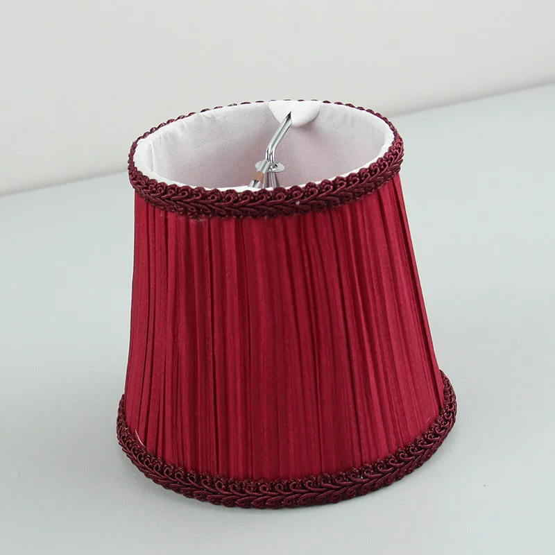 2 6 12 Wine Red Color Pleated Lace Fabric Lamp Shades,Chandelier Shades ,For Candle Bulbs Wall Lamp Lighting Accessories,Clip on