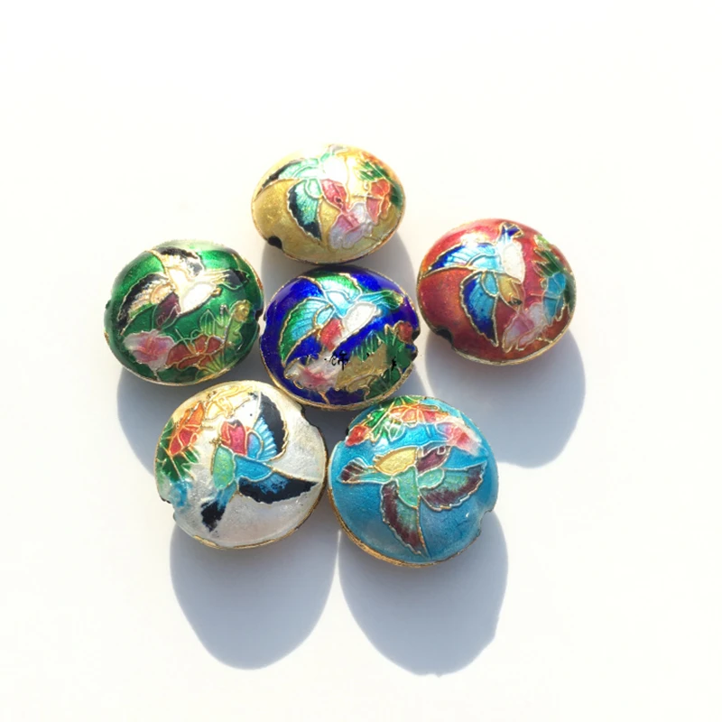 5pcs Colorful Enamel Filigree Flower Birds Bead Cloisonne Accessories DIY Jewelry Making Supplier Necklace Earrings Bracelets