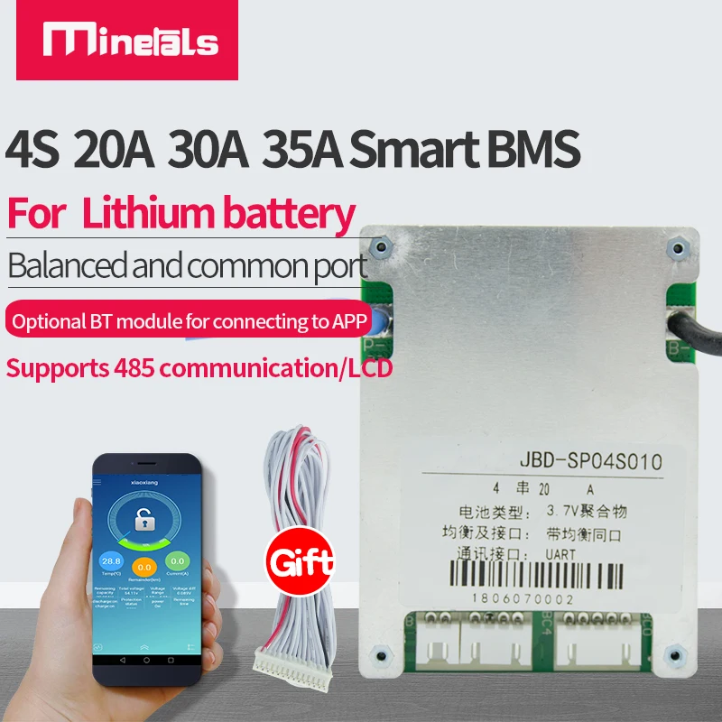 4s 12v LiFePo4 BMS 20a 30a 35a z zrównoważony 18650 3s 3.2V 3.7V 21700 UART/485 bluetooth portcomputer inteligentny PCM płyta ochronna
