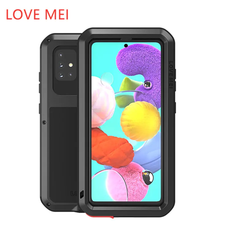 

Love Mei Metal Tempered glass Full Protective Cover For Samsung Galaxy A51 A71 5G Case Heavy Duty Armor Shockproof Waterproof