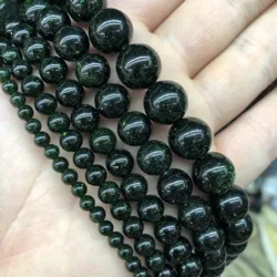 Wholesale Natural Dark Green SandStone Round Loose Beads For Jewelry Making 15