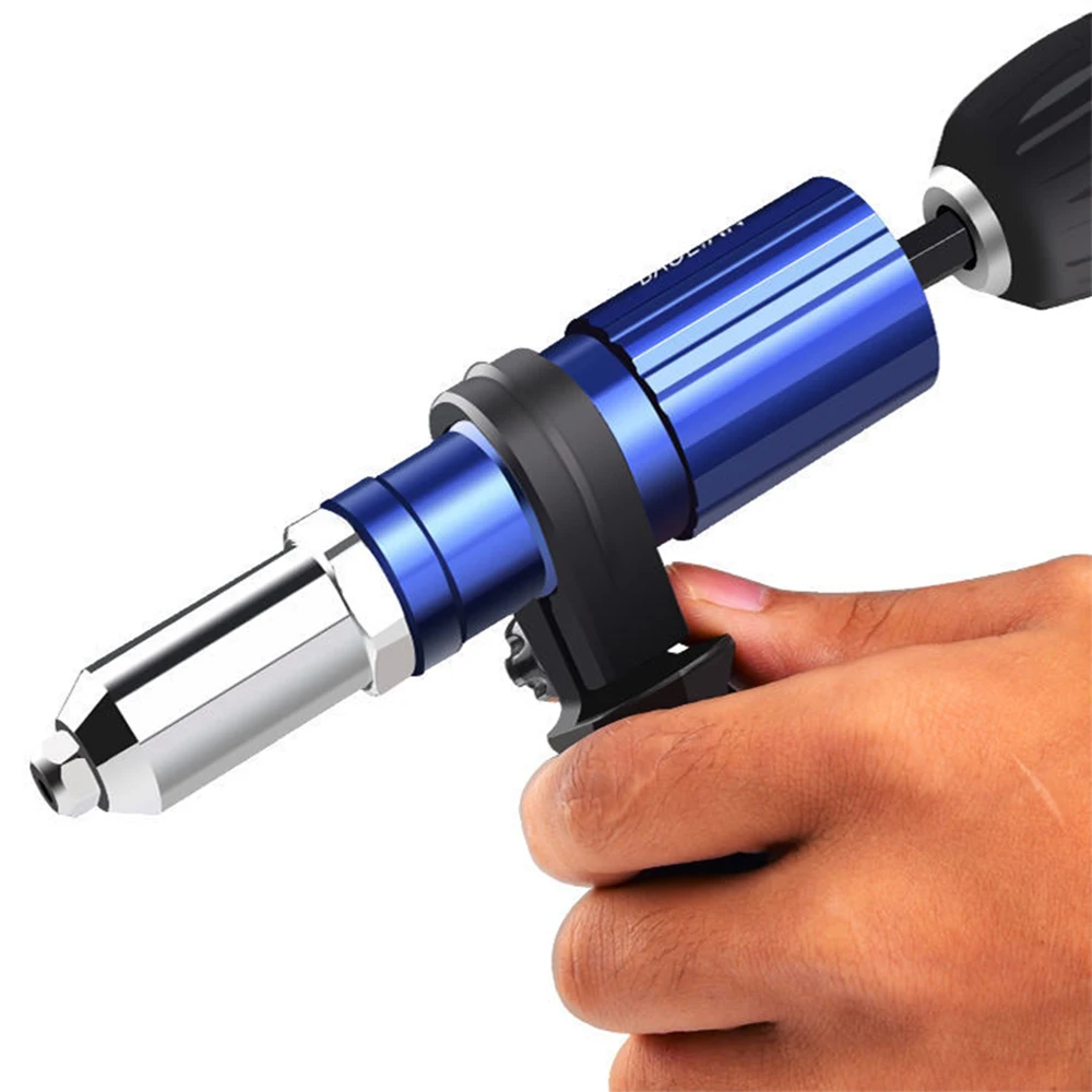 Electric rivet gun 2.4mm-4.8mm core pull riveting conversion head wireless riveting tool  with 3 twist drill and 150 Rivet.