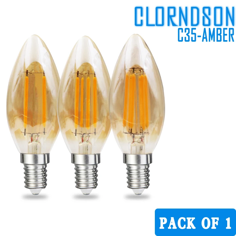 Pack of 1Dimmable Amber C35 2W-8W Led Candle E14/E12 Vintage Retro Lamp 110V 220V Filament Bulbs Lamp For Chandelier Lighting