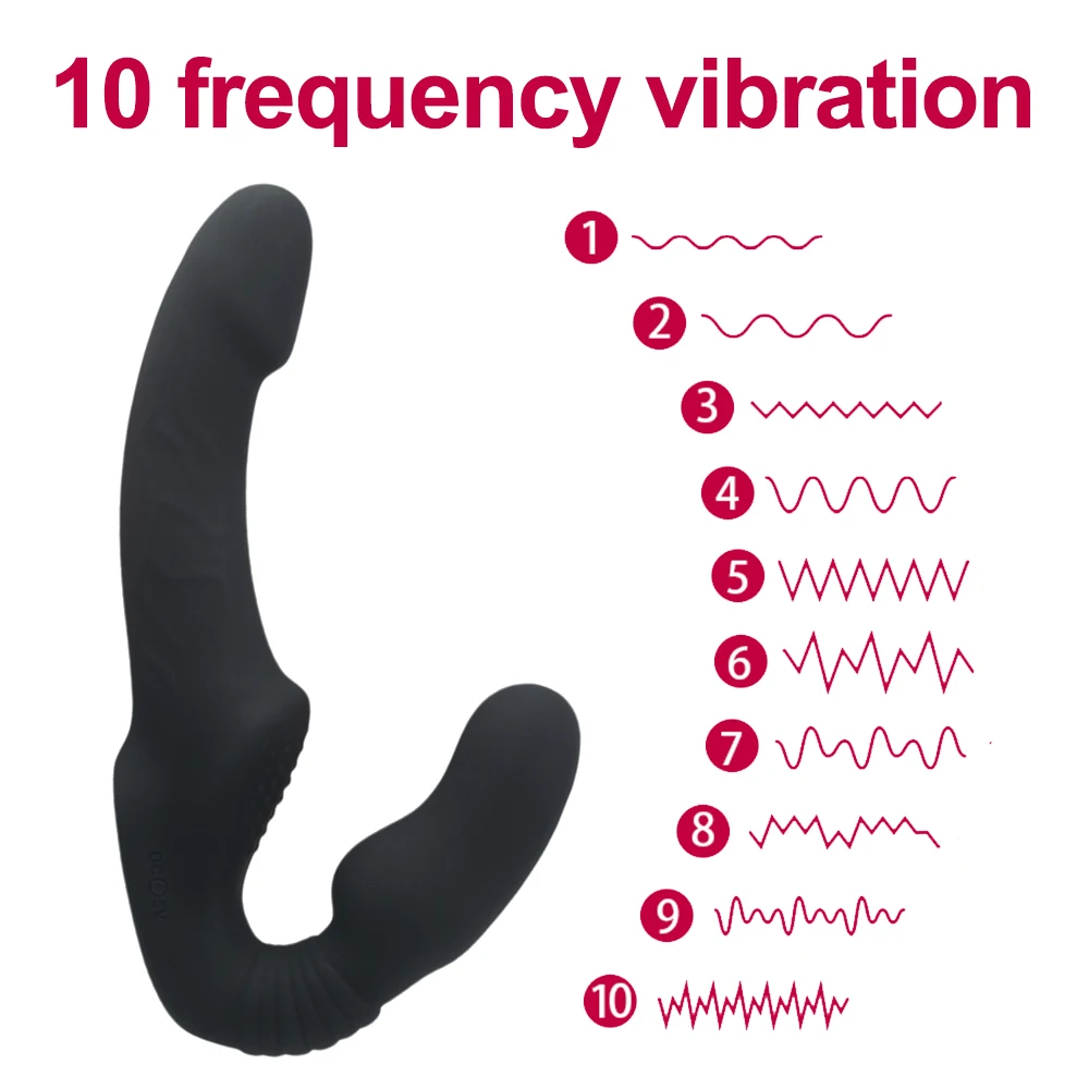 10 Speeds Strapless Strapon Dildo Vibrator Female Double Vibrating G Spot Adult Sex Toys For Women Couple Anal Prostate Massager