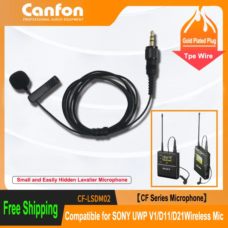 

Canfon Omnidirectional Condenser Mini Lavalier Mic Compatible for Sony UTX-B1/B2/B03/40, UWP V1/D11/D21 Wireless System