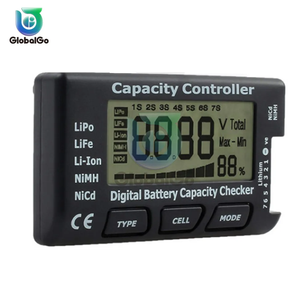 Digital Voltmeter Battery Capacity Controller Checker For Nicd NiMH LiPo LiFe Li-ion RC Battery Cell Meter Voltage Tester Check