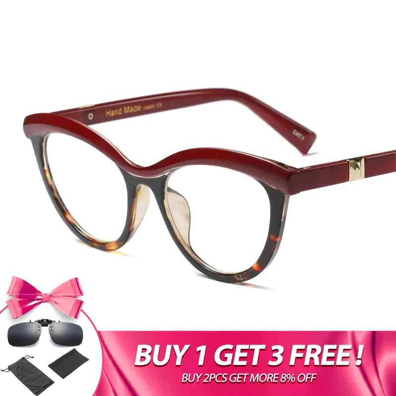 mimiyou Patchwork Cat Eye Eyewear Women Optical Glasses Frame Transparent Ultra Light Eyeglasses Clear Lens Brand Design