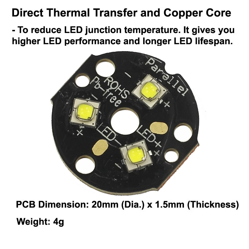 Triple Luminus SST-20 SMD 3535 LED Emitter with KDLITKER 20mm DTP Copper MCPCB Parallel with Optics Flashlight DIY