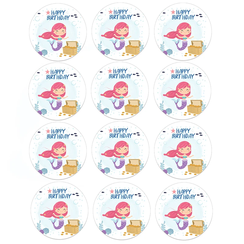 Mermaid Festival Birthday Home Sticker Party Gift Box Bag Self-adhesive Seal Labels Under The Sea Mermaid Party DIY Decorations