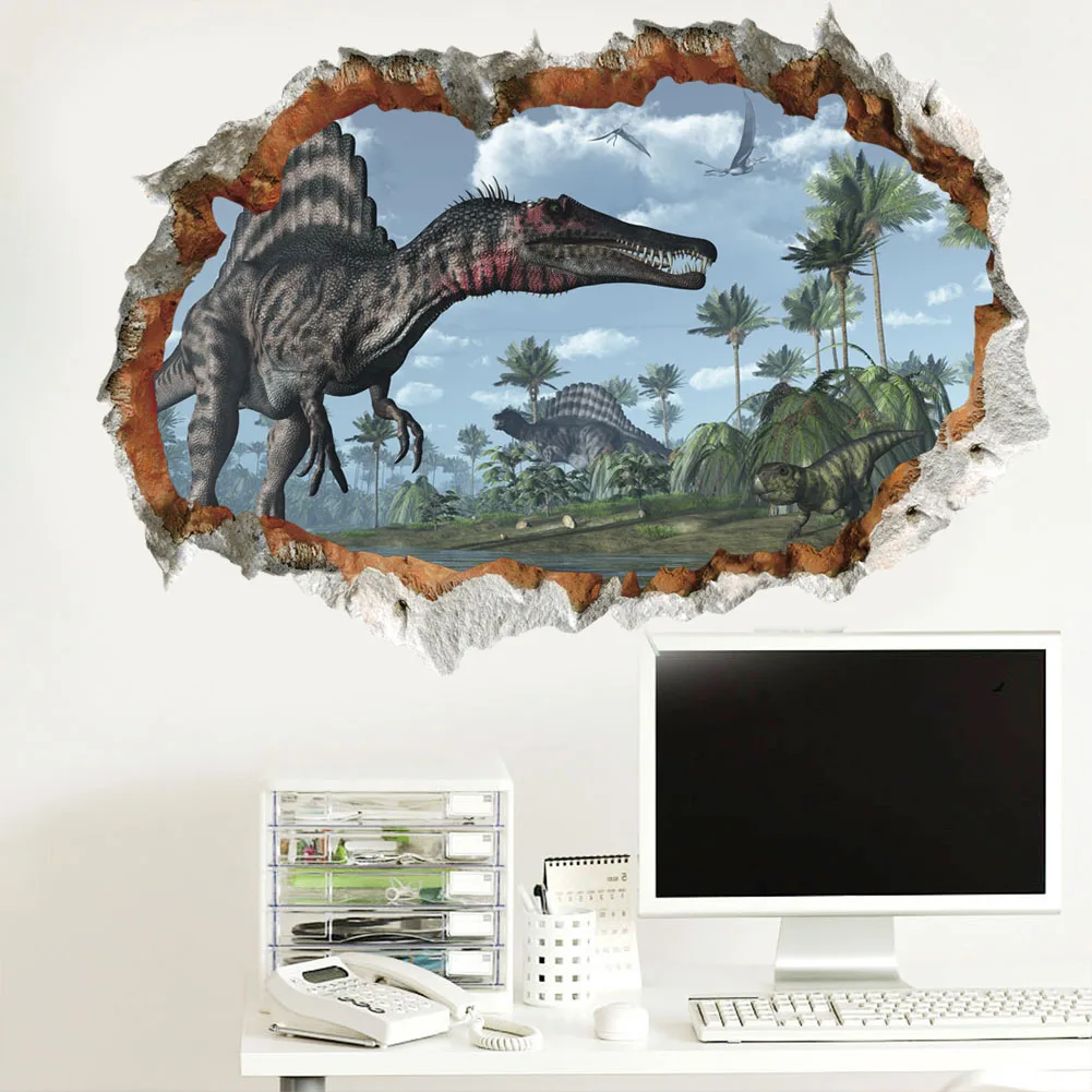 Science Fiction Dinosaur Animal Wall Stickers For Kids Room Bedroom Home Decor Luminous Wall Decals PVC Mural Art Poster
