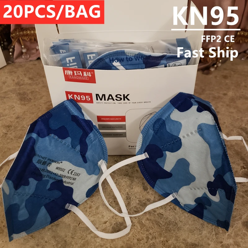 

Independent Blue Camouflage KN95 Ffp2 Mouth Mask Mаска для лица Mаски Mascarillas Ffp2reutiliza Masque PM2.5 KN95MASK FaceMask