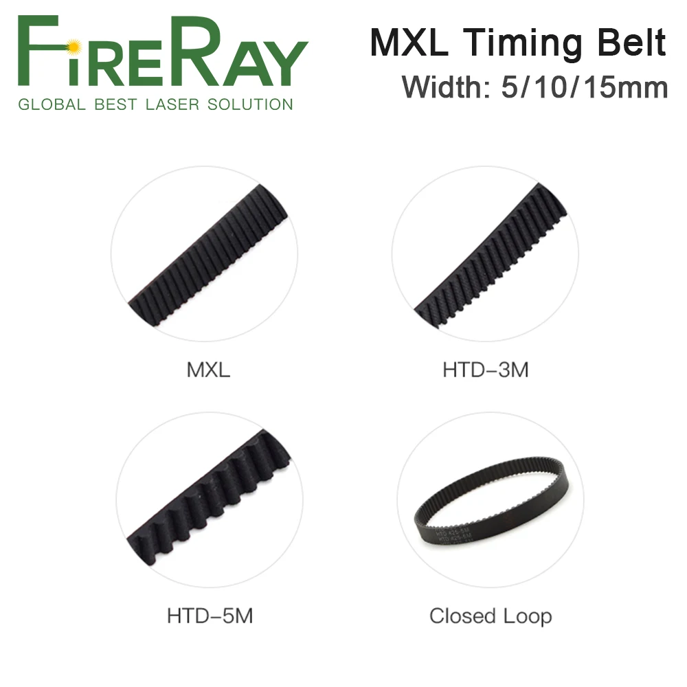 FireRay MXL Open-Ended Timing Belt Width 5mm 6mm 9mm 10mm 15mm Transmission Rubber Belts For CO2 Laser Engraving Cutting Machine