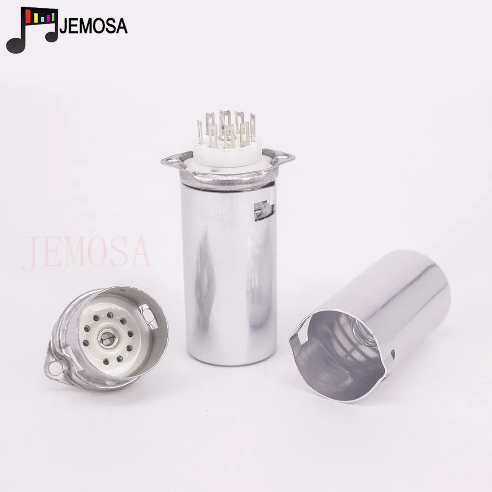 10PCS 9Pin Tube Socket Ceramic With Aluminum Shield GZC9-F-B-55 For 12AX7 12AU7 ECC83 ECC82 EL84 6922 Vacuum Tube Amplifier DIY