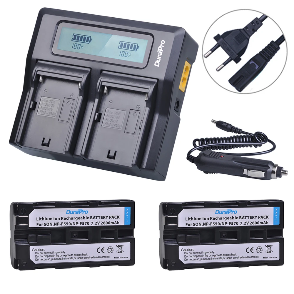 

2x NP-F550 NP-F570 NP F550 F570 Rechargeable Li-ion Battery + LED Quick Charger for Sony CCD-SC55 CCD-TRV81 DCR-TRV210 MVC-FD81