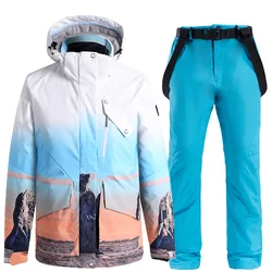 New Fashion Men Women Ski Suits Couples Skiing Jacket Pants Set Winter Windproof Waterproof Snowboarding Suit Mens Snow Overalls
