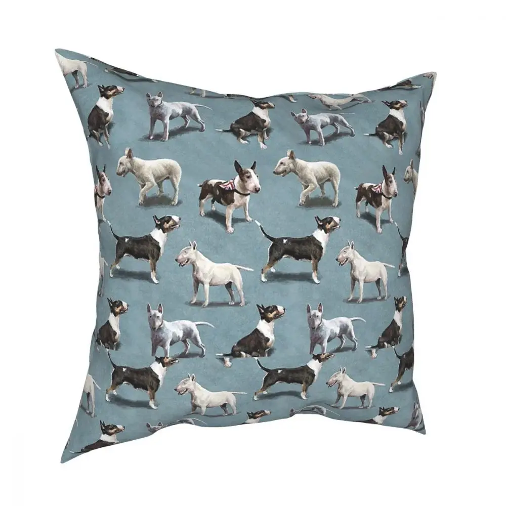 

The Bull Terrier Dog Square Pillow Case Polyester Decorative Pillow 45*45cm Pillowcover Home Decor