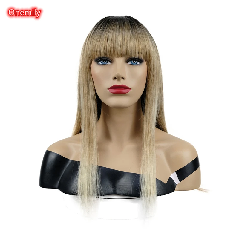 Onemily Long Straight Smooth Synthetic Natural Hair Replacement Wig for Black Women White Women