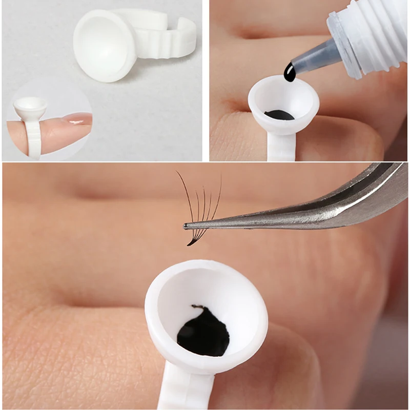 Taza de anillo de plástico, accesorios para tatuaje, contenedor de pigmento de tinta de maquillaje permanente para injerto de pestañas, soporte para tatuaje Microblading