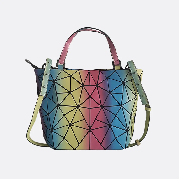 New Geometric Stitching Rainbow Handbag Women\'s Fashion Simple Single Shoulder Bag