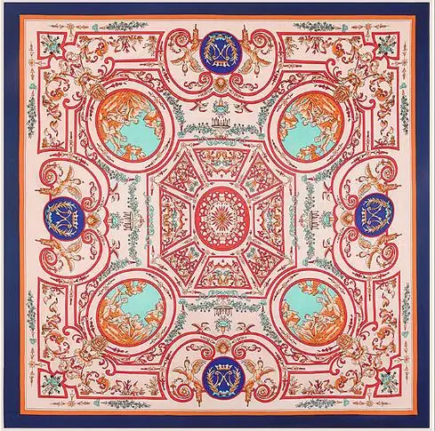 Luxury Brand Square Silk Scarf New Geometric Maze Design Winter Scarf Fashion Shawls Wrap 130*130cm Ladies Silk Scarves