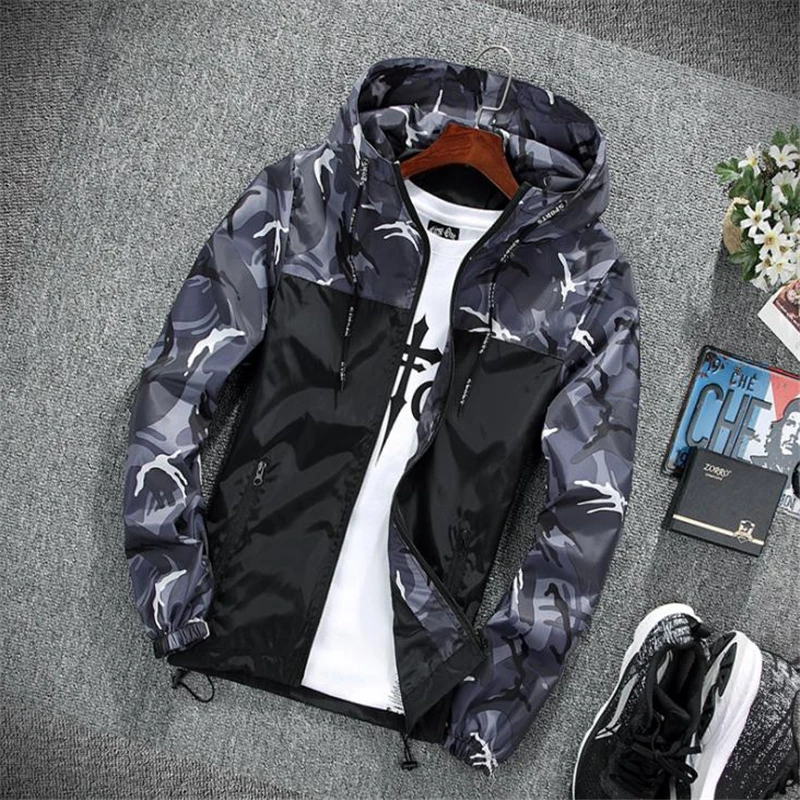 High-quality Men Sport Jacket Camouflage Long Sleeve Hoodies Sweater Lovers Running Jacket Outdoors Hooded