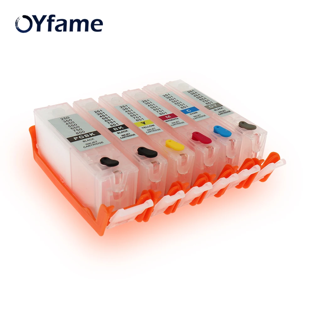 Oyfame 6 PGI-550 CLI-551 Hộp Mực Cho Máy Canon MG6350 MG7150 MG7550 IP8750 Lọ Mực Với Vòng Cung Chip
