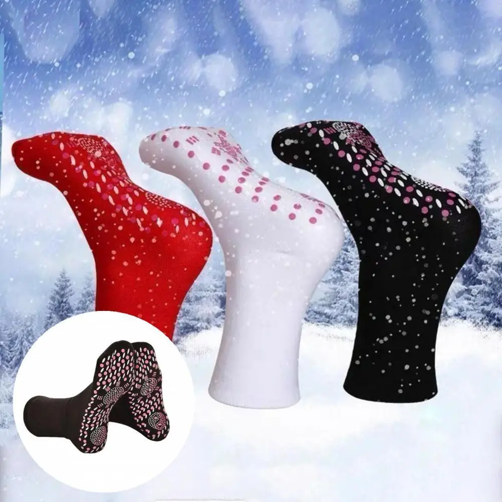 

Cozy 1 Pair Simple Self-Heating Massage Warm Socks Good Therapy Cotton Socks Stretchy for Climbing