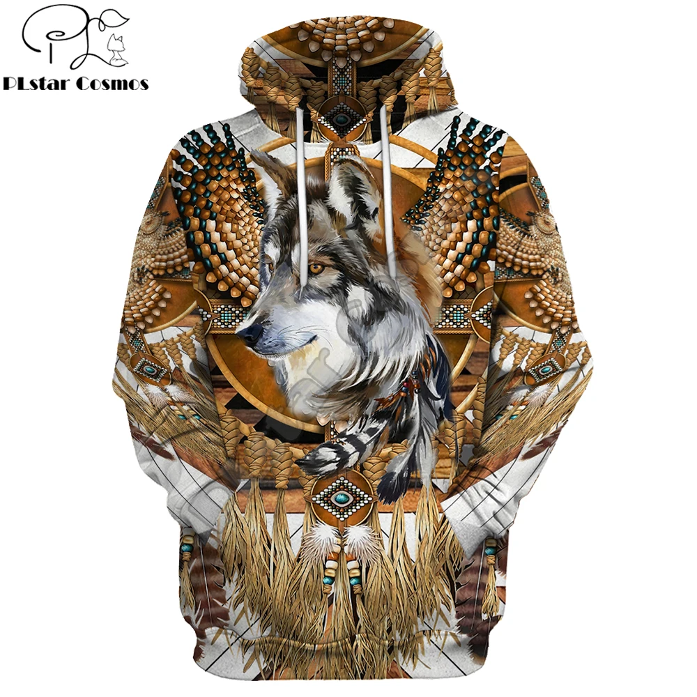 

Beautiful Tribal Native Wolf 3D All Over Printed Men Hoodie Autumn Unisex Sweatshirt Zip Pullover Casual Streetwear KJ464