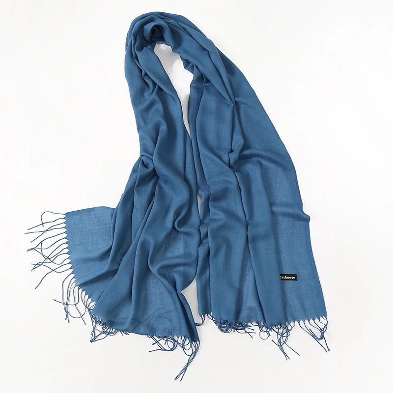 Fashion Solid Color 2020 Women Scarf Winter Hijabs Tessale Tassels Long Lady Shawls Cashmere Like Pashmina Hijabs Scarves Wraps