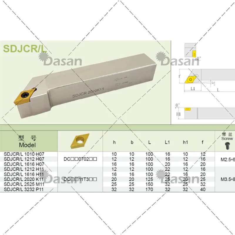 SDJCR1616H07  SDJCR1212H11 SDJCR1616H11 SDJCR2020K11 SDJCR SDJCL SDJCR2525 Turning Tool Holder CNC Lathe Cutter for Inserts DCMT