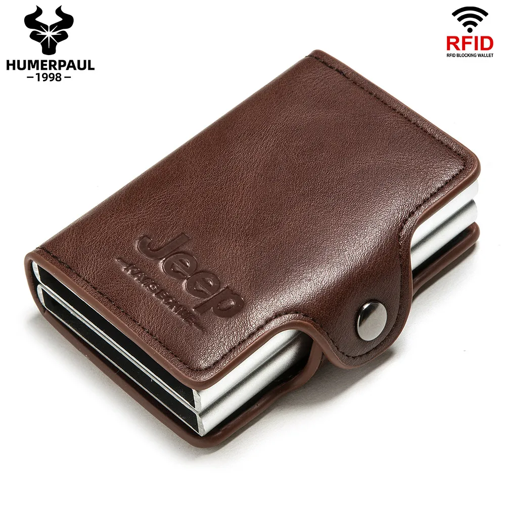 

Rfid Blocking Protection Card Holder Wallet PU Leather Metal Aluminum Business Bank Card Case Pop Up CreditCard Cardholder