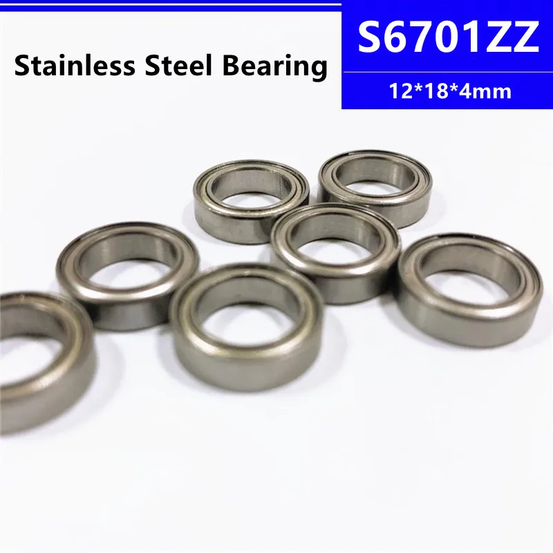 10pcs/50pcs S6701ZZ 12*18*4mm Stainless Steel Deep Groove Ball Bearing 12x18x4mm S6701Z S61701ZZ B6701ZZ