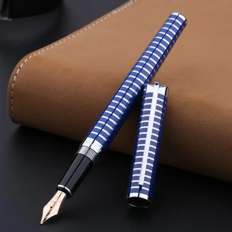 Picasso 82 NAPOLI 10K Gold Nib Fountain Pen 0.5mm Blue Stripes/Black for Writing Gift Collection Original Wooden Box Option