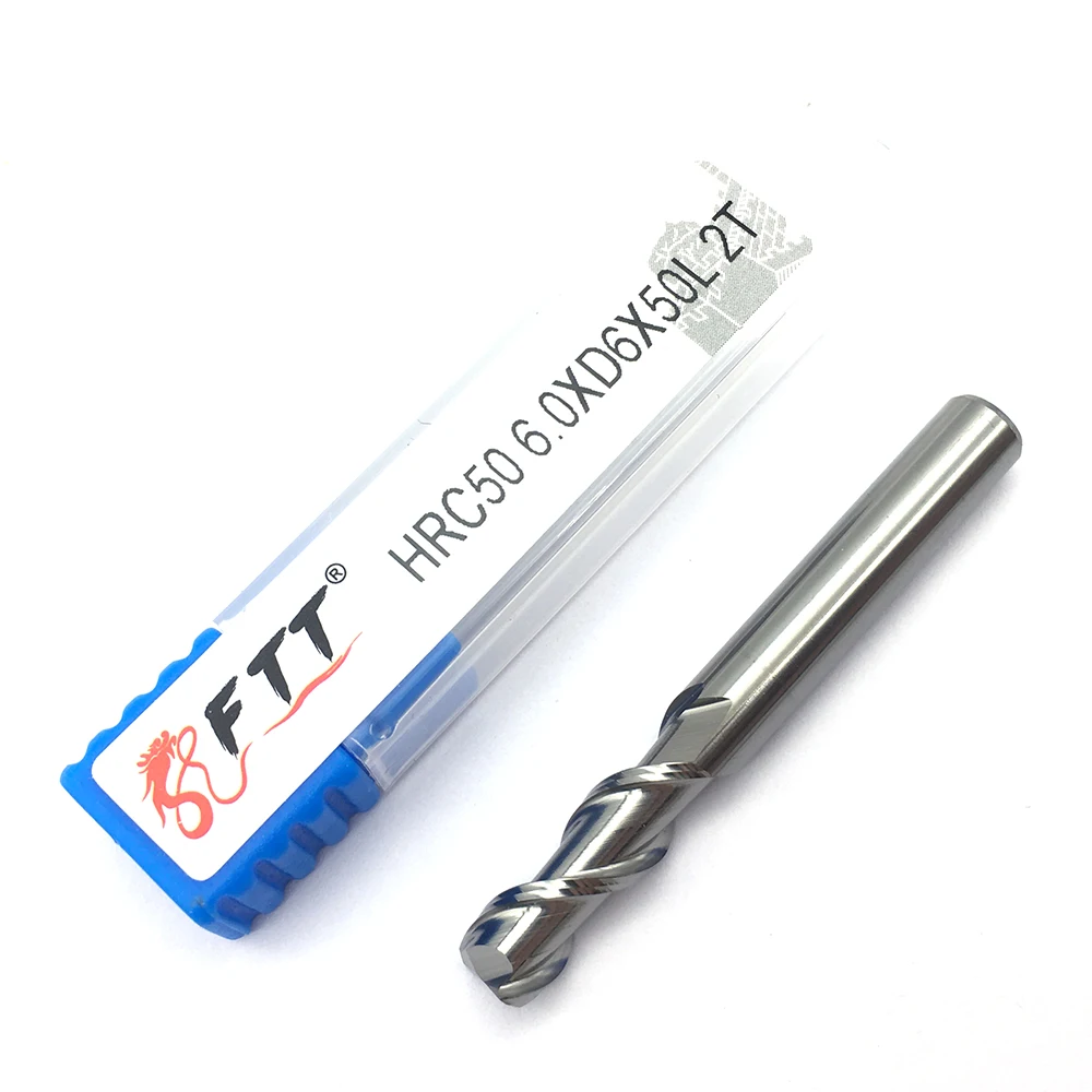 Endmill 1PCS HRC50 2F 6.0XD6X50L อลูมิเนียมทองแดงไม้ CNC เครื่องตัดเครื่องมือโลหะคาร์ไบด์ End Mill Milling CUTTER
