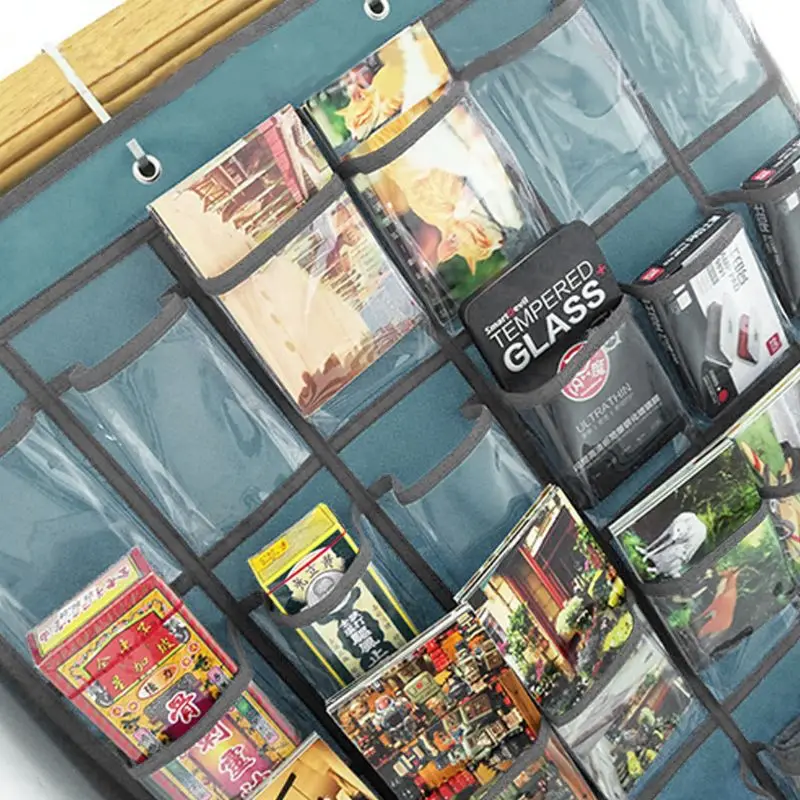 2022 New 25 Clear Pockets Classroom Pocket Chart For Teacher Cell Phones Holder Door Hanging Calculator Organizer