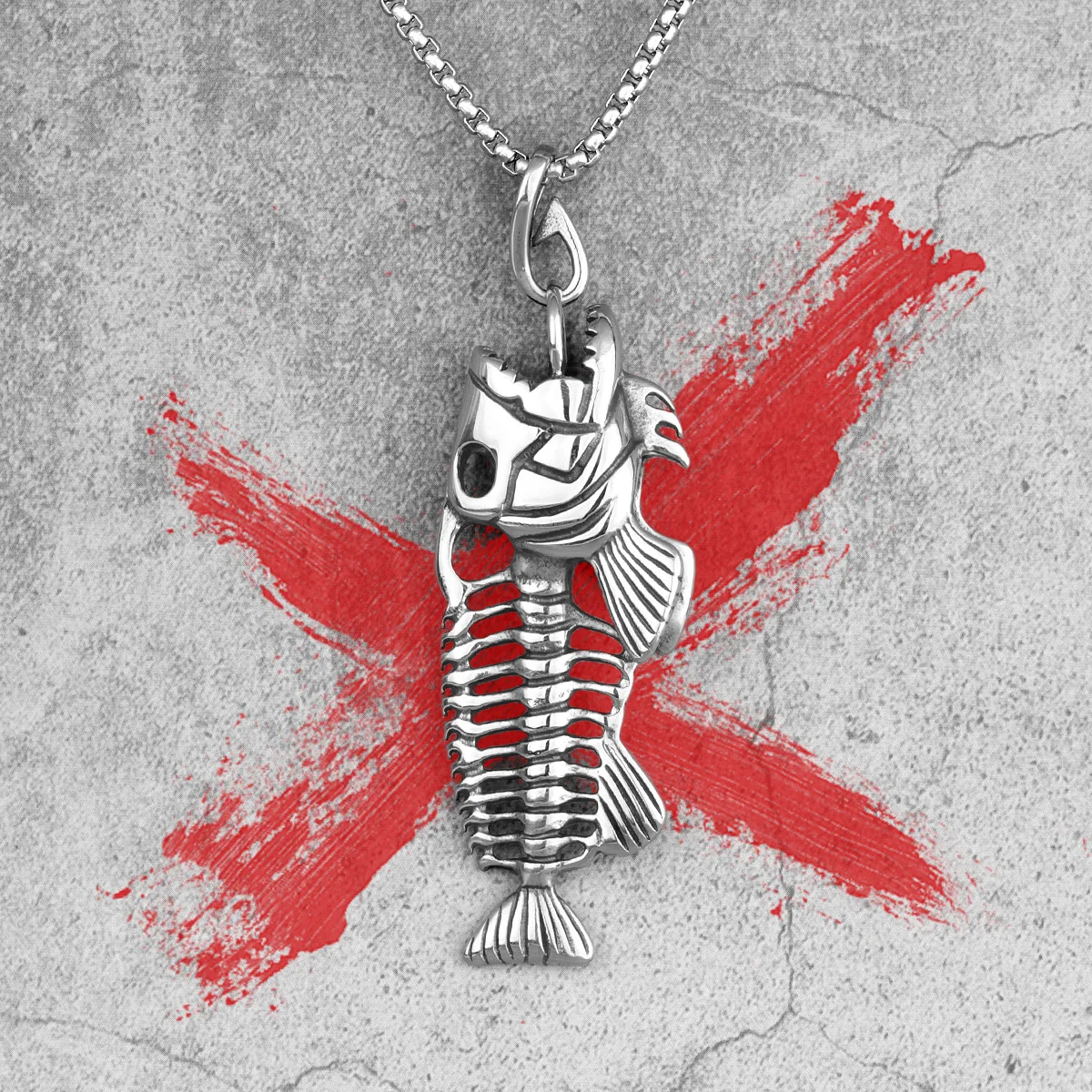 Piranha Fish Bones Stainless Steel Men Necklaces Pendants Chain Gothic Punk for Boyfriend Male Jewelry Creativity Gift Wholesale