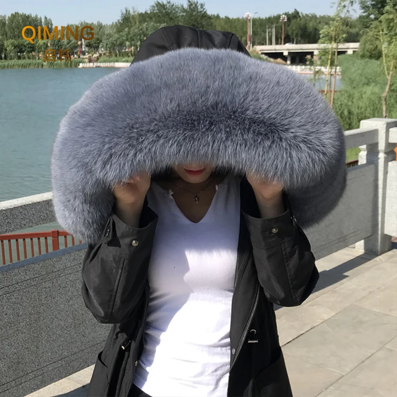 Natural Real Fox Fur Collar Fashion Scarves For Ladies Women and Men Coat Jacket Winter Luxury Fur Scarf Woman Black White Shawl