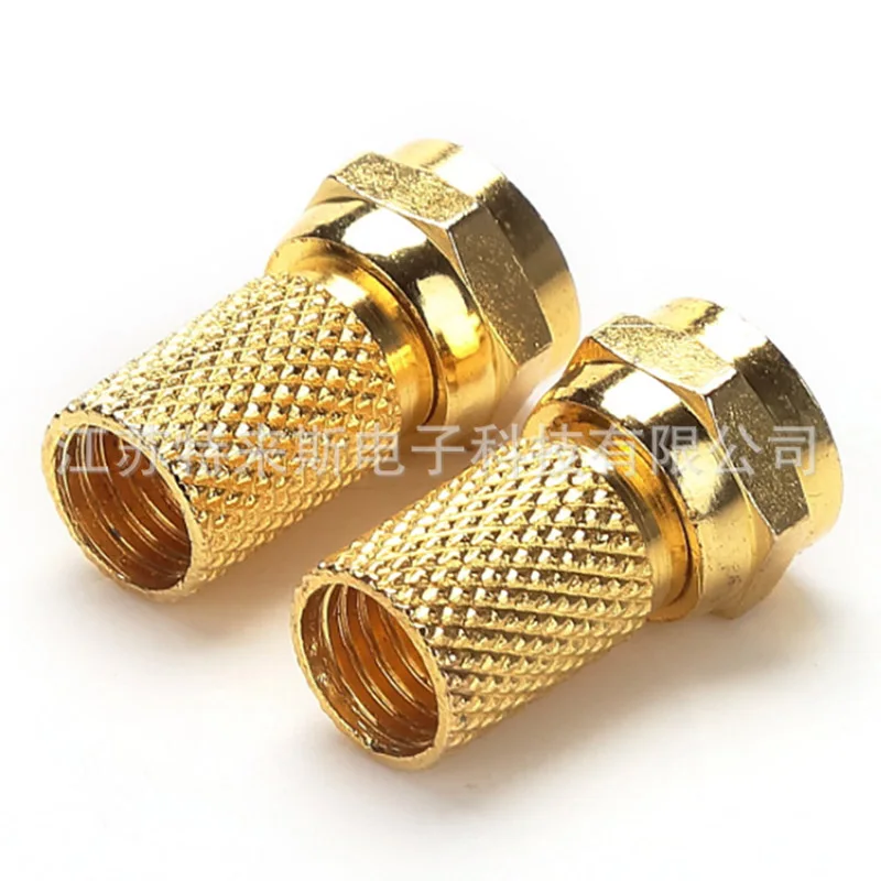 10pcs 75-5 F Connector Screw On Type For RG60 Satellite TV Antenna Coax Cable Twist-on Diameter mm Gilded Imperial