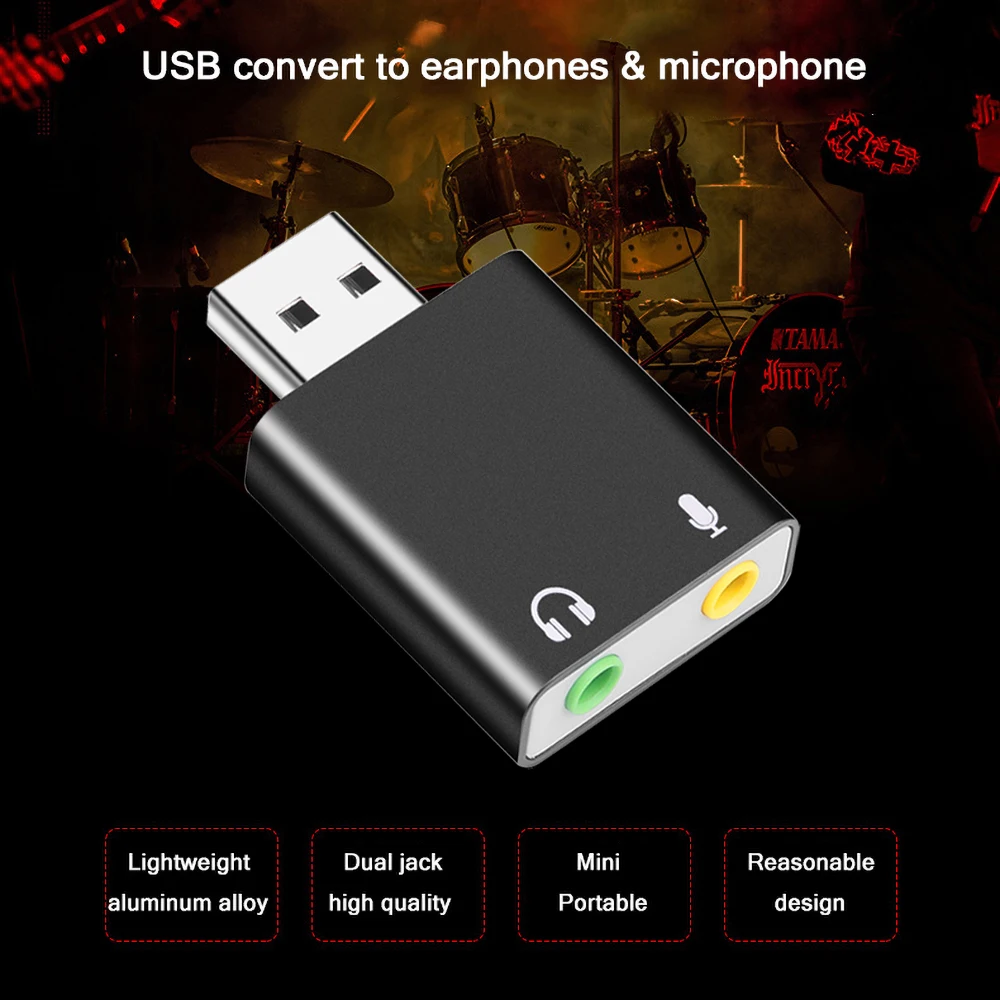 การ์ดเสียงUSB USB USBแจ็ค3.5มม.แปลงอะแดปเตอร์หูฟังไมโครโฟนเสียงการ์ดชุดหูฟังเสมือนจริง7.1 Chไมโครโฟน