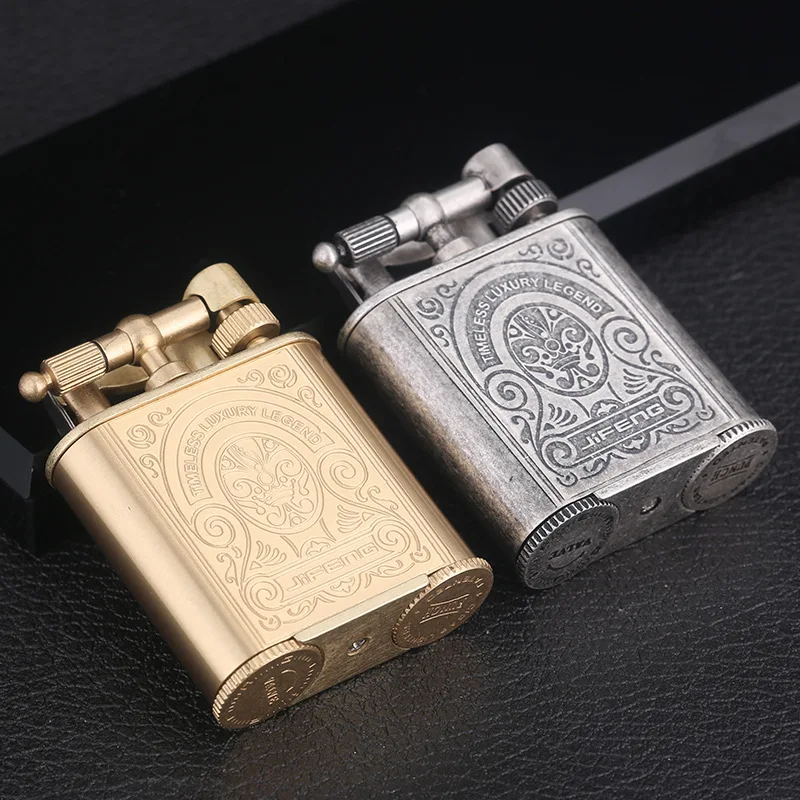 Old Type Men Smoking Lighter Windproof Tobacco Cigarette Inflatble butane Lighter Cigar Environmental Military Fuel Lighter