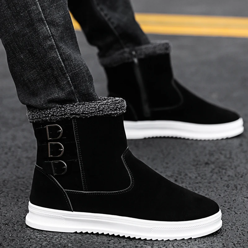 

Zapatos De Hombre Boots Men Winter Shoes plush warm Men snow Boots Casual suede Leather Men Ankle Boots Male Leather Footwear