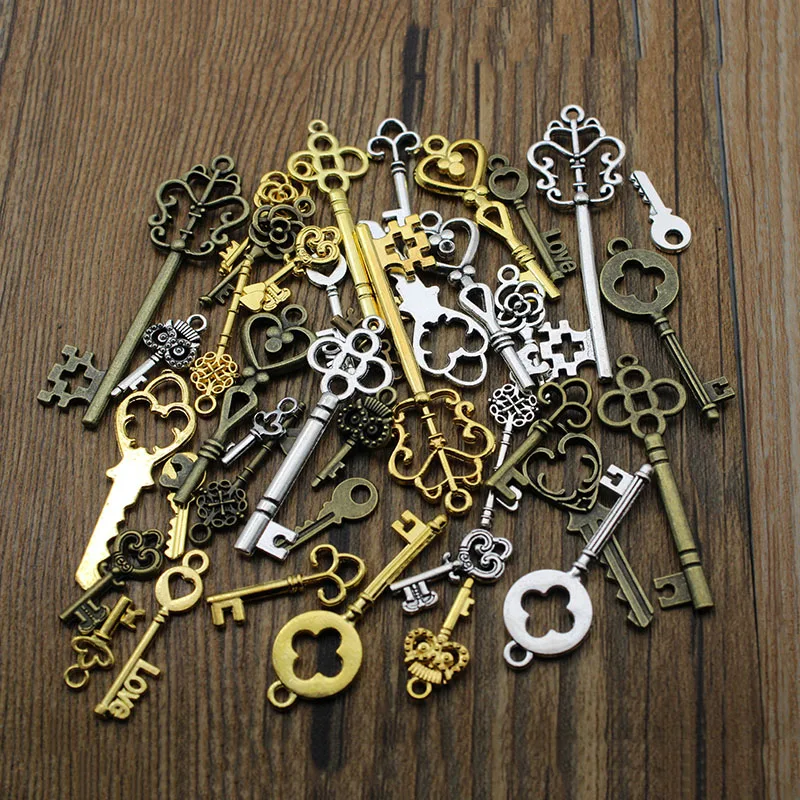 26pcs/Lot Key Charm Vintage Metal Mixed key Charms Pendants For Jewelry Making Diy Handmade Bracelet Necklace Jewelry Making