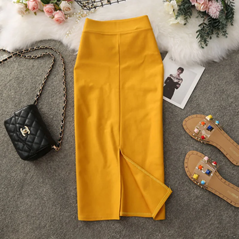 2026 New Women's Pencil Skirts Solid Pur High Waist Slim Fit Girl Summer Office Lady Elastic Female Sexy Tube Faldas PL211