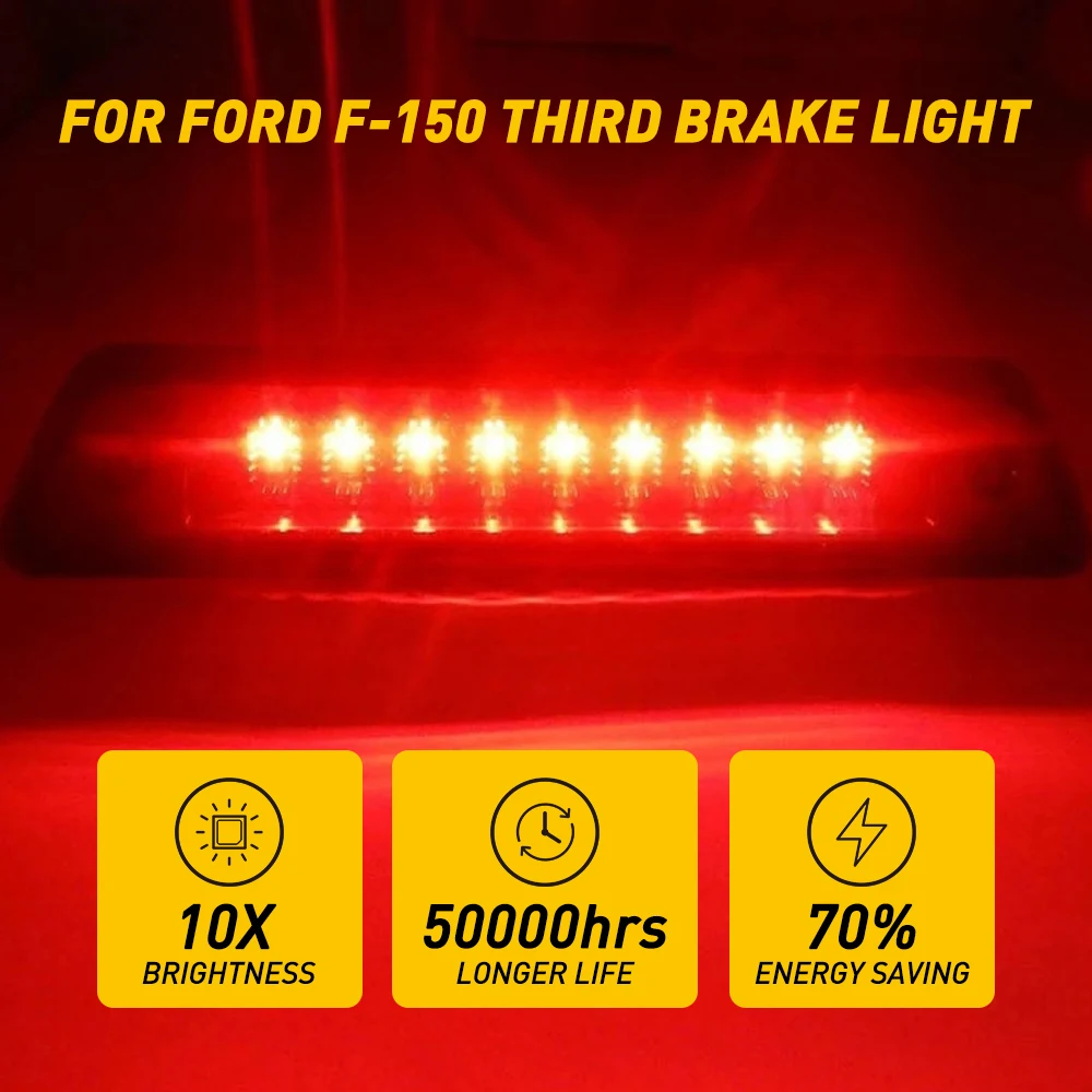 OXILAM 3rd Third Brake Light LED Smoke Rear Reverse Cargo Lamp DRL For Ford F150 2009 2010 2011 2012 2013 2014 Car Stop Lamp