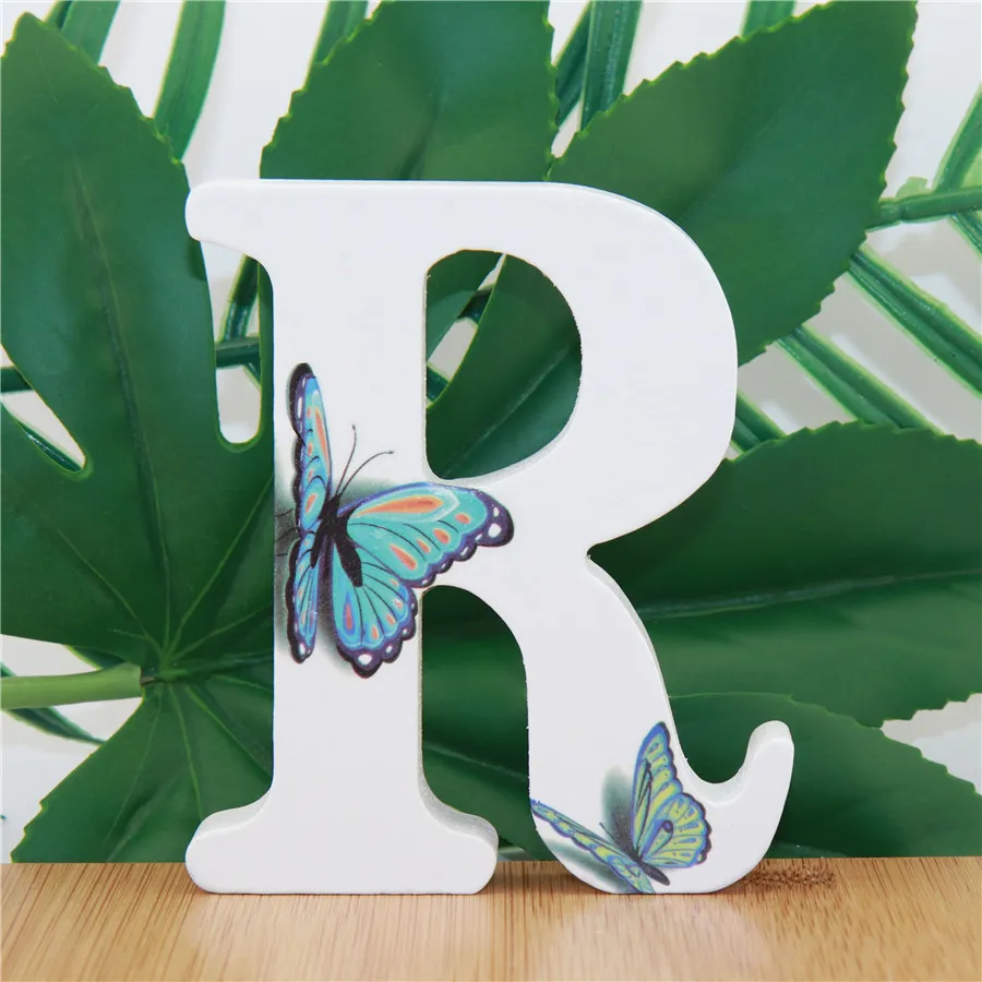 1pc 10cm 3D Butterfly Purple Wooden Letters Decorative Alphabet  Name Design Art Crafts Hand Made Standing Shape Wedding DIY