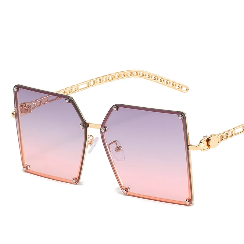 New Square Sunglasses Women Fashion Oversized Metal Frame Vintage Glasses Men Shades Retro Gradient Colors Oculos UV400