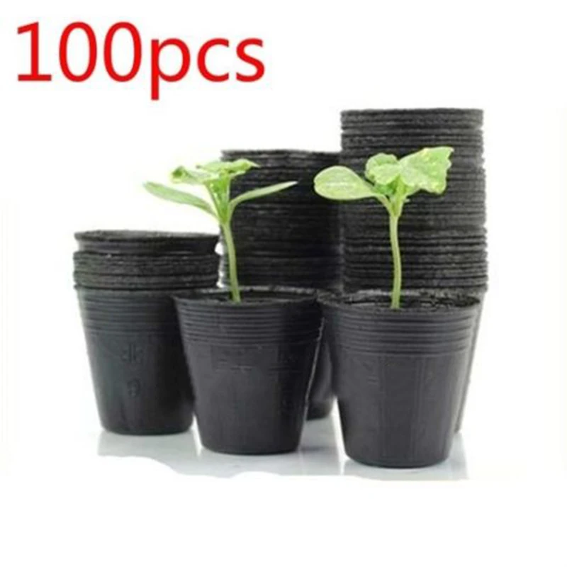 100pcs Plastic Plant Nursery Flowerpot Seedlings Planter Containers Flower Pot Bottom Hollow Nursery Pot Garden Seeding Supplies