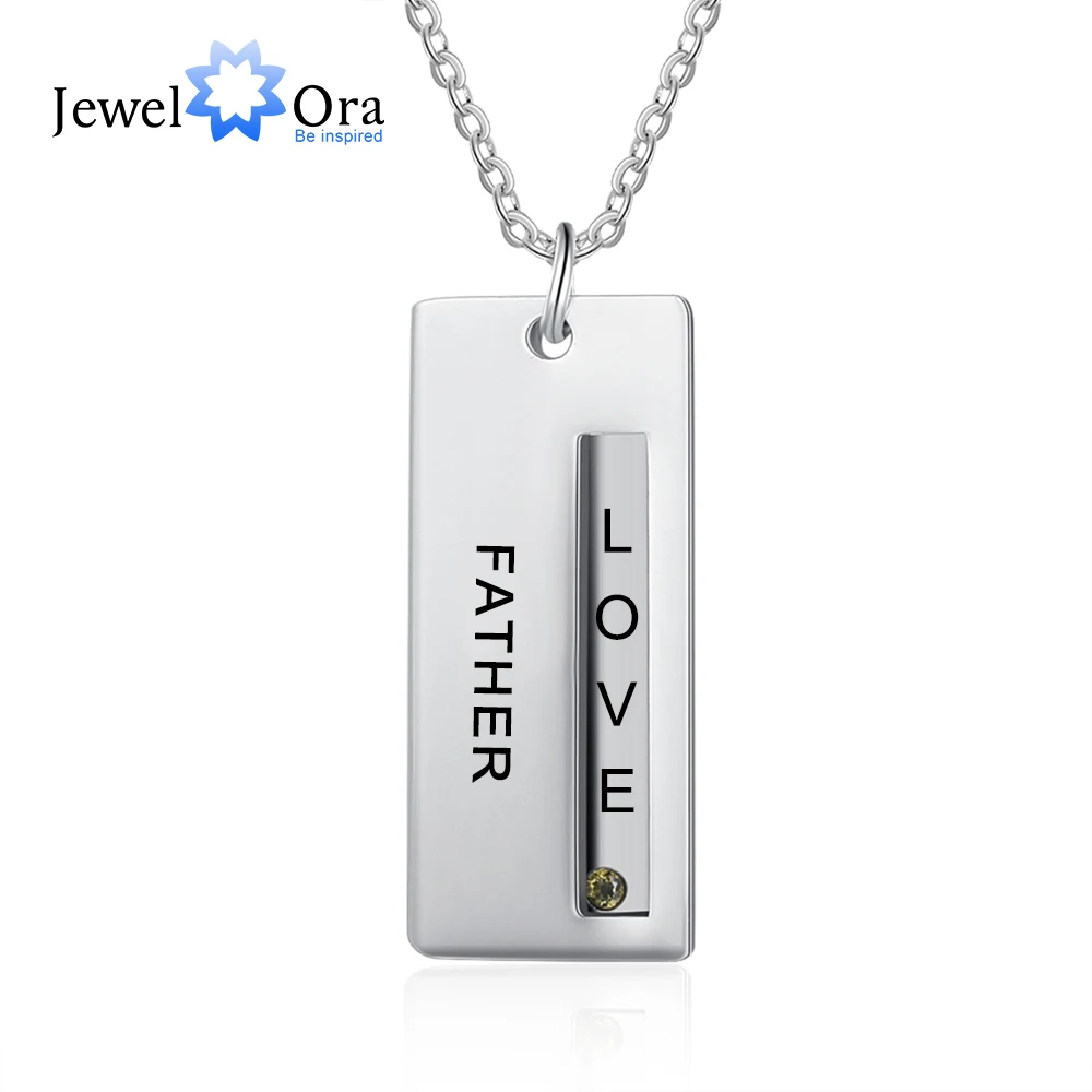 

JewelOra New Personalized Engraving Name Pendant Jewelry Geometric Customized Birthstone Necklaces for Women Christmas Gifts