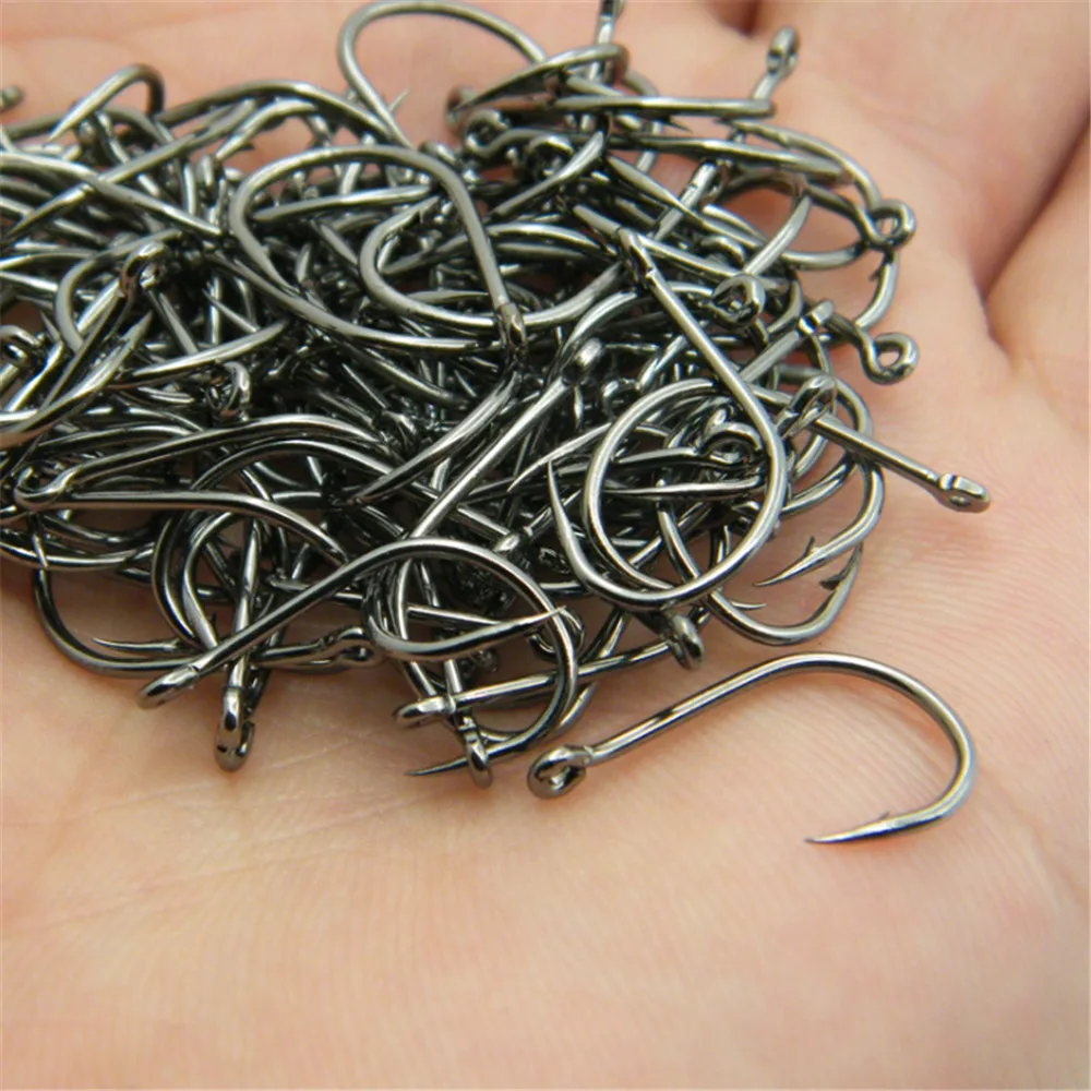 100pcs/lot High Carbon Steel Fishing Hook Barbed 3#-12# Sharp Fishhooks With Holes Pesca Jig Head For Fly Fishing Accessories