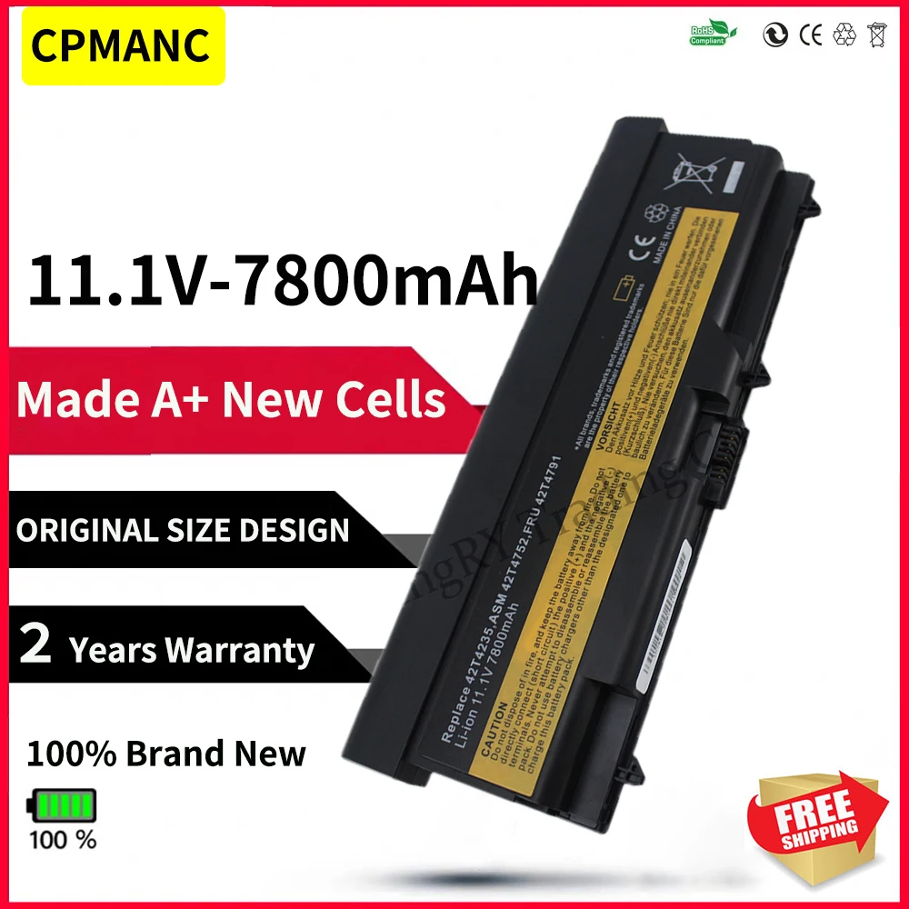 레노버 씽크패드용 배터리, 9 셀, 7800mAh, 14 인치, L410, L412, L420, L421, L510, L512, L520, SL410, SL510, T410, T410i, T420, T510, T520 엣지 